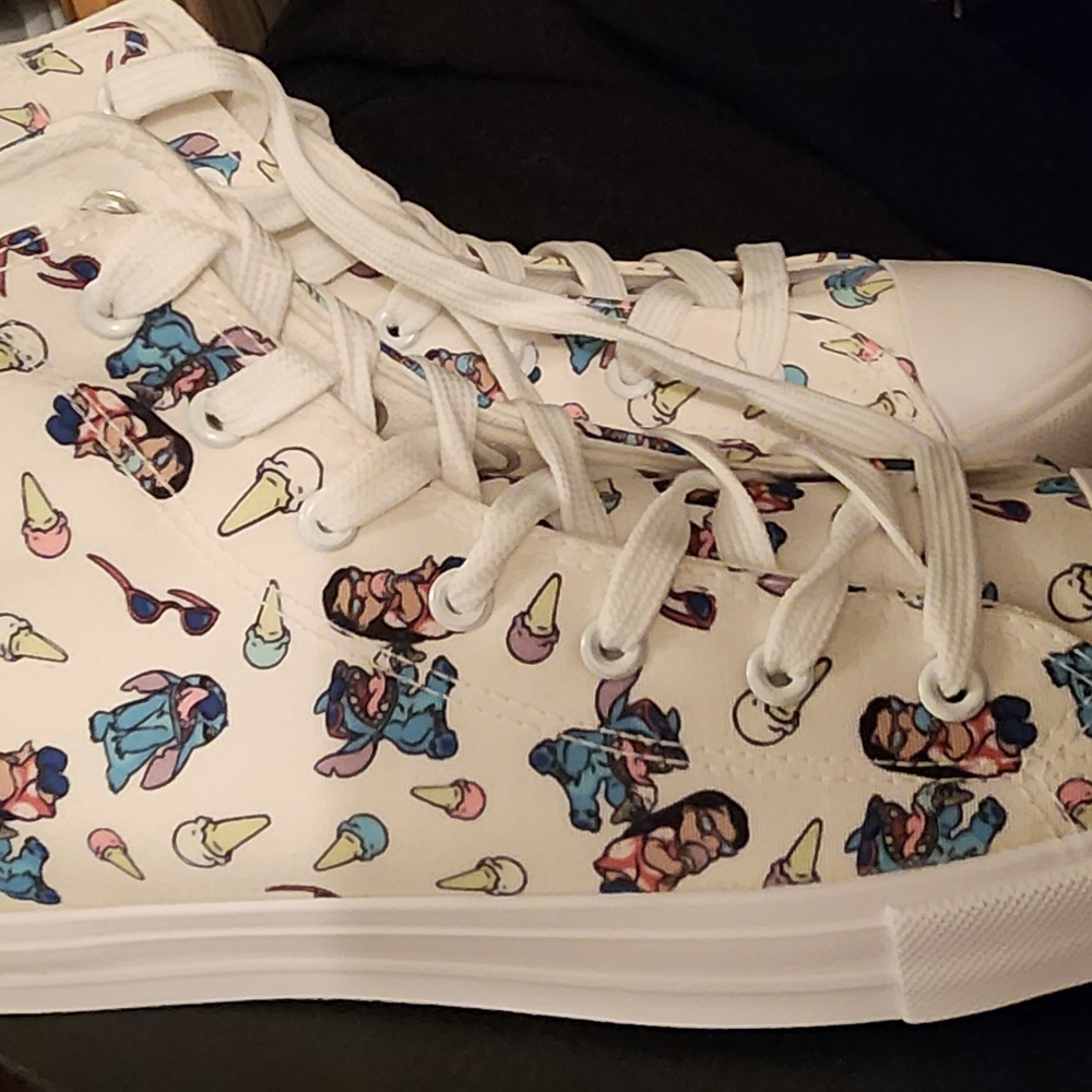Disney Lilo & Stitch White Ice Cream Hi-Top Sneakers, NEW, Size Women's 11 - Picture 2 of 6